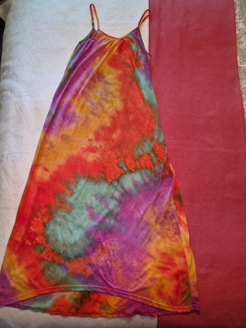Tie-Dye Maxi Slip Dress - Multicolor